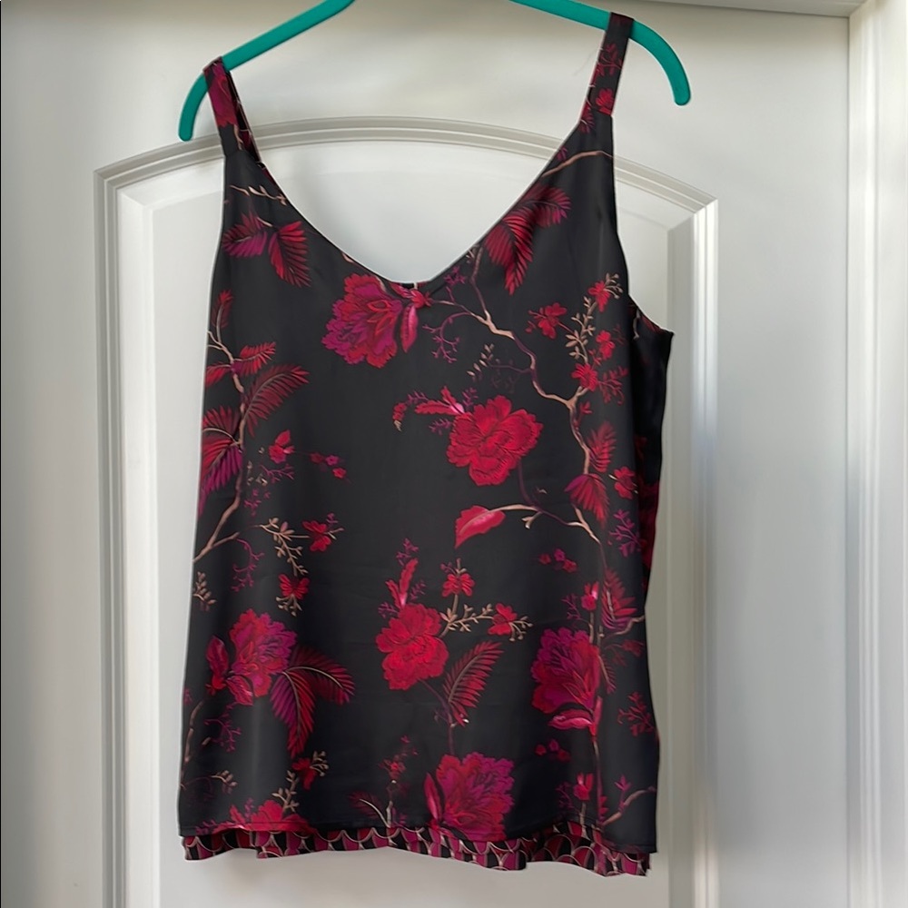 Floral Black and Red Women's Top